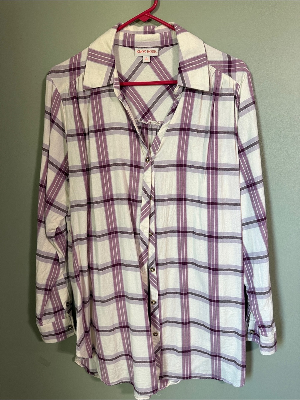 Knox Rose White and Purple Plaid Button-Down Shirt